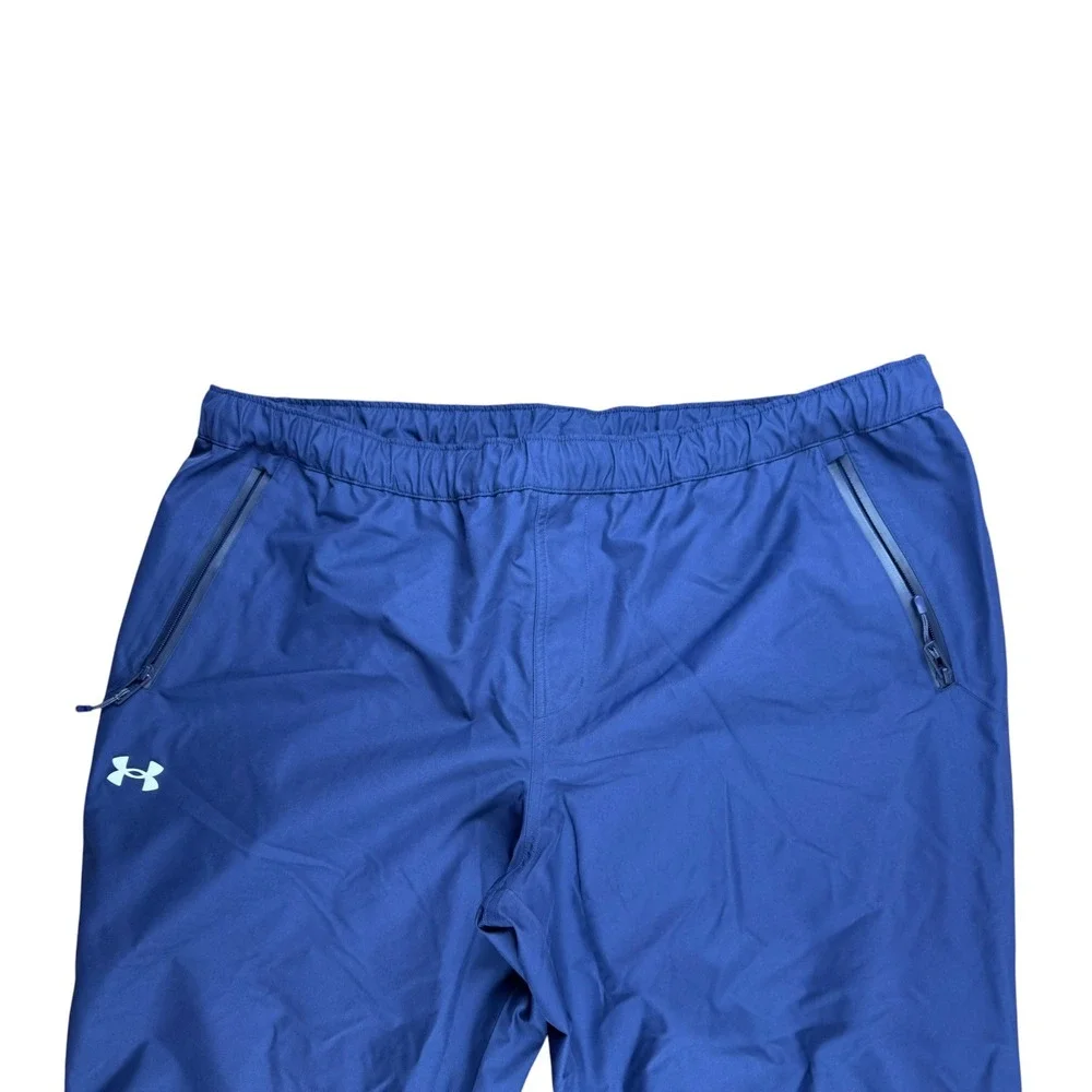 Under Armour Mens XXL Navy Blue Loose Fit Storm Track Pants Ankle Zip Athletic